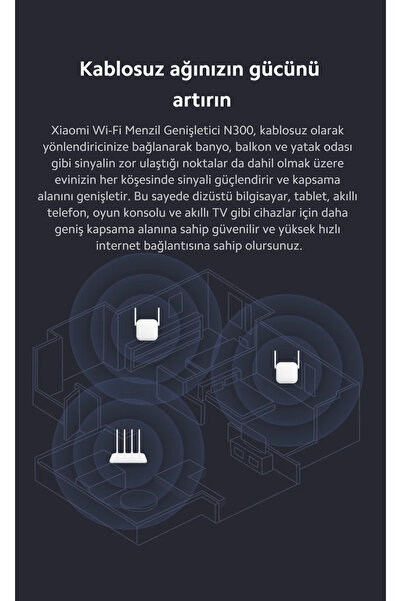 Xiaomi Wifi Pro Sinyal Yaklaştırıcı Güçlendirici N300 (Xiaomi Türkiye Garantili)