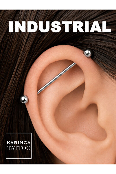 Karınca Piercing Cerrahi Çelik Industrial Köprü Piercing Rose Gold Siyah Gümü...