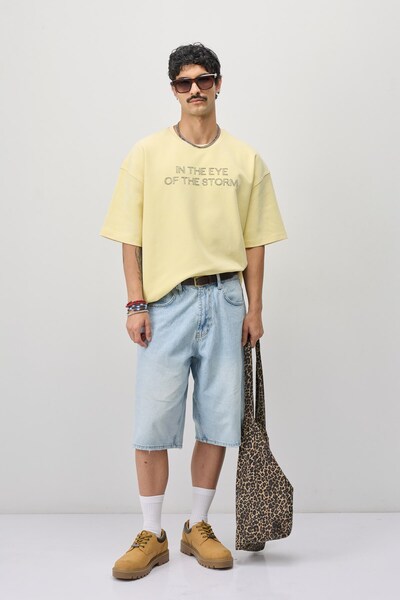 VAMOSCLO Oversize Printed T-Shirt Yellow