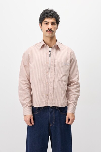 VAMOSCLO Long Sleeve Pocketed Boxyfit Shirt Beige