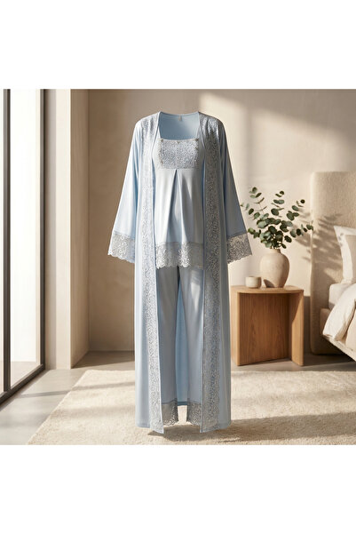 Lady Lingerie طقم بيجامة للحوامل والأمومة من قطعتين - بلوزة بأكمام طويلة وبنط...