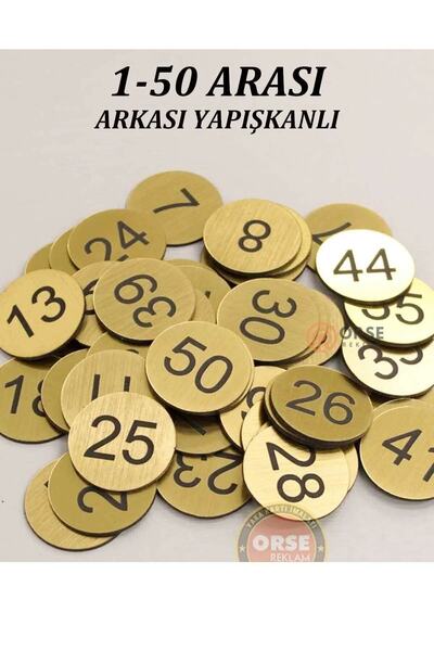 Orse Reklam Round Table Number Cabinet Number Chrome Metal between 1-30