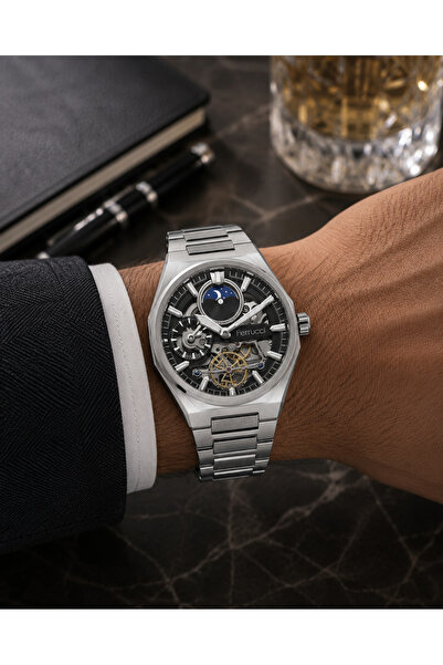 Ferrucci Silver Color Mechanism Luxury Business Model Automatic Mechanism Men...