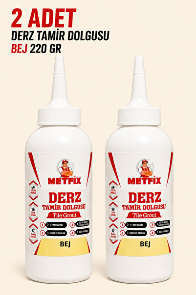 METFİX (2 ADET) Bej Renk Hazır Derz Arası Tamir Dolgusu 220 Gr Fayans Seramik...