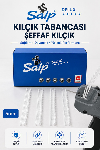 Saip 5 mm Şeffaf Renkli Kılçık 10.000 Adet Yedek Kılçık, Abiye Gelinlik Kılçığı