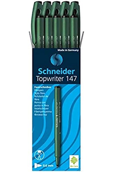 SCHNEIDER أقلام توب رايتير 147 سوداء، 10 قطع