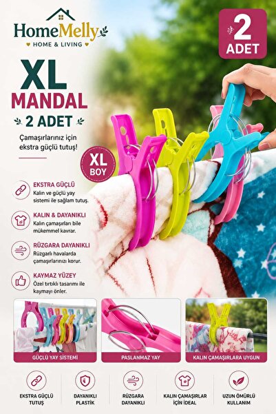 btm home 2'li XL Büyük Mandal Plaj Havlusu Piknik Örtüsü Masa Örtüsü Mandalı