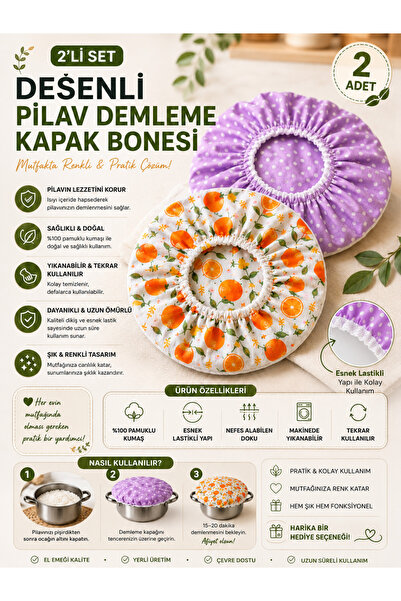 Magic Lady Desenli Pilav Demleme Kapak Bonesi Demlematik 2'li
