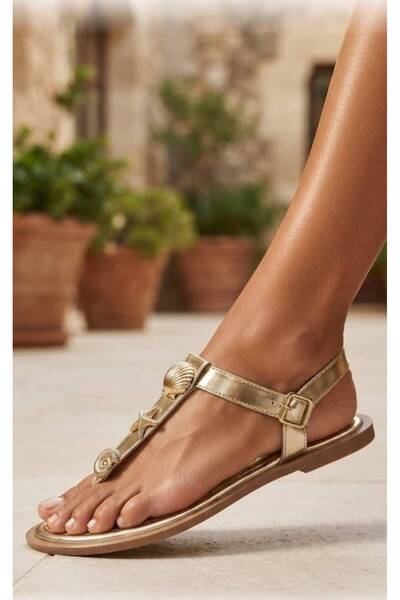Mubiano Women's Flip-Flop Sandals with Ankle Buckle, Summer Style, Shell Deta...