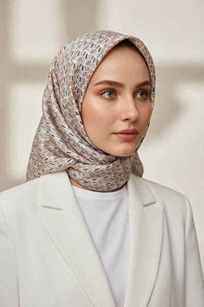 Vissona 100% twill silk stripe patterned gray color 90x90 scarf sewing method...
