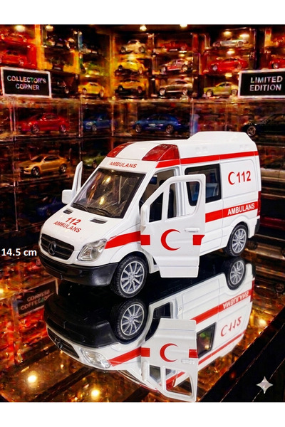 OYUNCAKSAHİLİ AMBULANS DİECAST METAL 112 ACİL OYUNCAK 4 SİREN SESLİ 14.5CM Mİ...