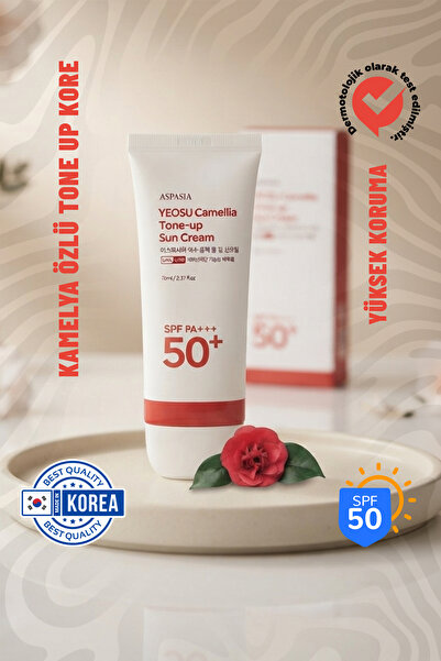 ASPASIA KOREA Kamelya Özlü Tone Up Kore Güneş Kremi | Cilt Aydınlatıcı & Yüks...