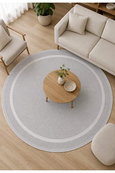 Halı Sepeti Modern Sisal Daire Leke Tutmayan Kaymaz Taban Salon Mutfak Korido...
