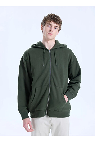 Levi's Erkek Full Fermuar Zip Up Hoodie Yeşil Kapüşonlu Sweatshirt-A1970-0022