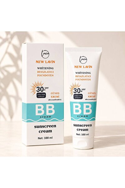 NEW LAVİN كريم واقي من الشمس SPF 30+ مع تأثير تبييض البشرة، كريم أساس فائق ال...
