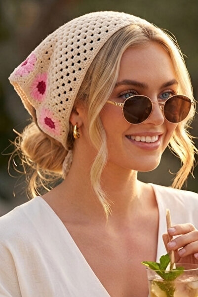 cix short tagline Kadın File Örgü Bandana Yazlık Delikli Triko Saç Bandanası Plaj Uyumlu