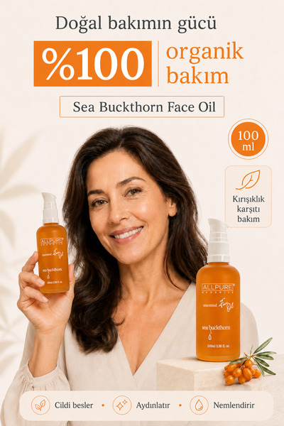 ALLPURE Seabuckthorn 100% Organic Skin Care Oil, Anti-Wrinkle, 100 ml