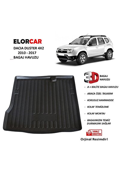 ELORCAR Dacıa Duster 4x2 2010 2017 Uyumlu 3d Bagaj Havuzu