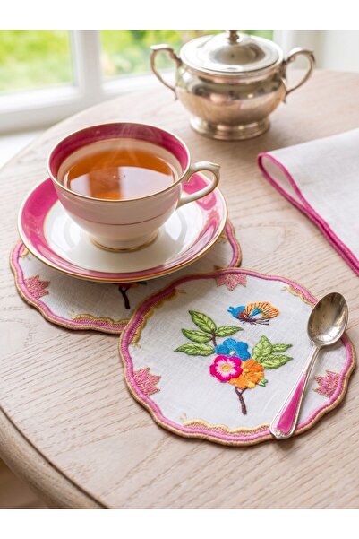 Casare Herend Victoria Compatible Cocktail Napkin Set of 2 Dried Rose
