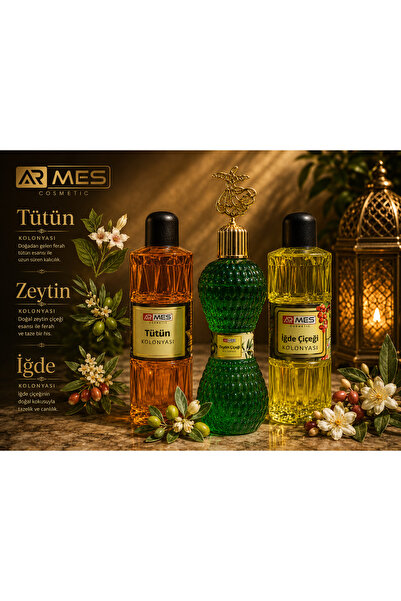 ARMES Kolonya 3lü Set Tütün,zeytin,iğde Çiçeği 400 ml
