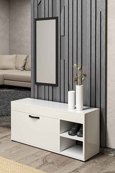GOLDFALEZ Ayakkabılık Çok Amaçlı Kapaklı Dolabı 90 cm Modern Ayakkabı Dolabı ...