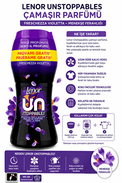 lenor Unstoppables Fresh Mor Ferahlık Çamaşır Parfüm Boncuğu 195 g