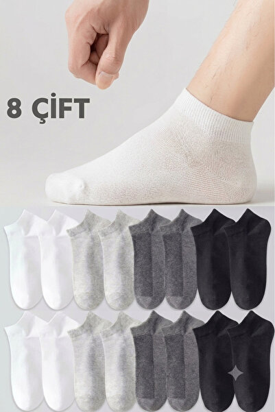 Enika Moda Unisex Pamuklu Patik Çorap 8’li Set | Terletmez | Günlük & Spor Ay...