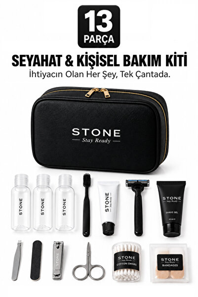 Stone Ready Kit 13 Parça Seyahat Ve Kişisel Bakım Kiti Organizer Çantası Seti...