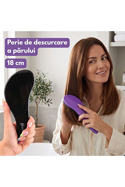 Mardil Perie de descurcare a părului BOCCA Mov/Negru 18 cm, Umed și uscat