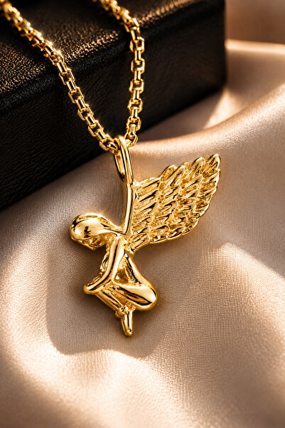 FG KONNİCHİWA Fairy Girl Angel Angel Stainless Steel Necklace Unisex Accessor...