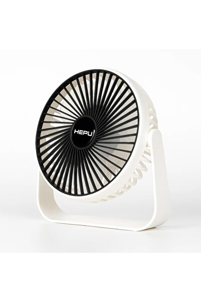 HEPU HP-F02 USB Şarjlı Sessiz Masaüstü Mini Fan – 360° Dönebilen Gövde 3 Kade...
