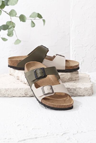 XJIM Men's Khaki Cream Double Buckle Stylish Design Slippers Daily Summer Ana...