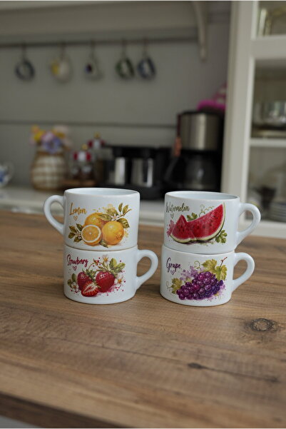 Vivas Fruits 4’lü double fincan seti ( karpuz, üzüm, çilek, limon)