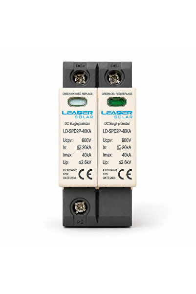 Leader Descărcător CC 600 V cu semnalizare fotovoltaică SPD 2P-40 kA-600 V