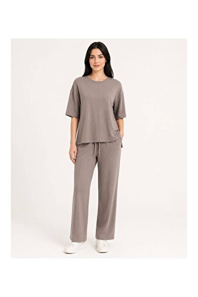 Köşedeki Dükkan Çimalı Short Sleeve Premium Modal Set - Earth