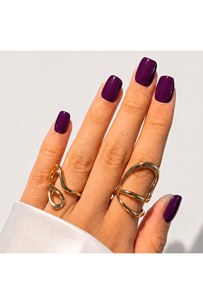 Takma Takma Takma Tırnak Nail Art Mor L Beden Kısa Kare 10'lu El Yapımı Jel T...