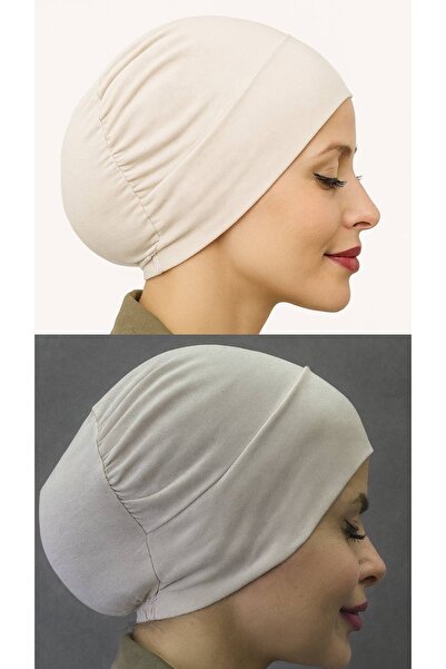 ALDAIYR 2 Pcs Hijab Elastic Non-Slip Seamless Snap-On Sea Cap Practical Cap