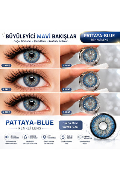 Satfinder MAVİ PATTAYA BLUE ÇİZGİLİ MAVİ GÖZ LENSİ NUMARASIZ BATMA YANMA YAPM...
