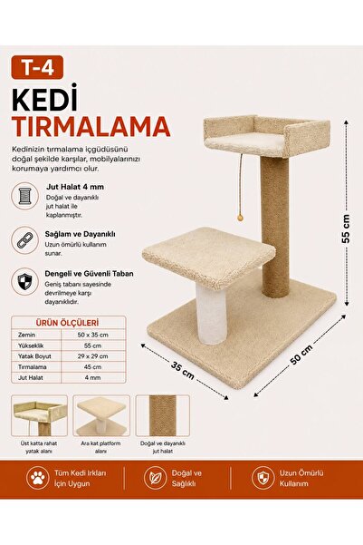 Dumanpet T4 Bej Yataklı Step Tırmalama Tahtası