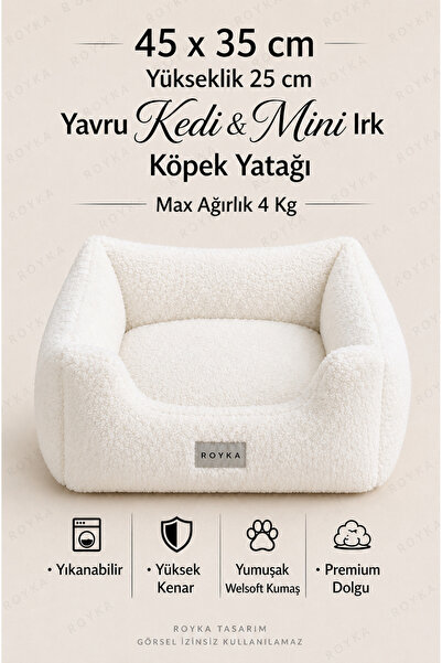 Minimal Yavru Kedi & Mini Irk Köpek Yatağı (45x35 cm)