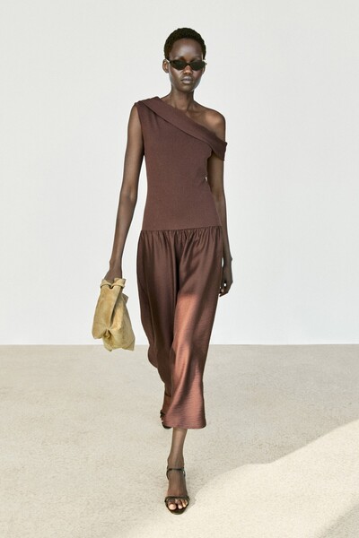 Massimo Dutti Tek Omuz Midi Elbise