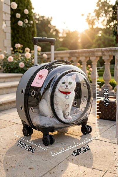 VİGİ STORE VG Premium XL Çekçekli Kedi Taşıma Valizi | Şeffaf Astronot Kedi &...