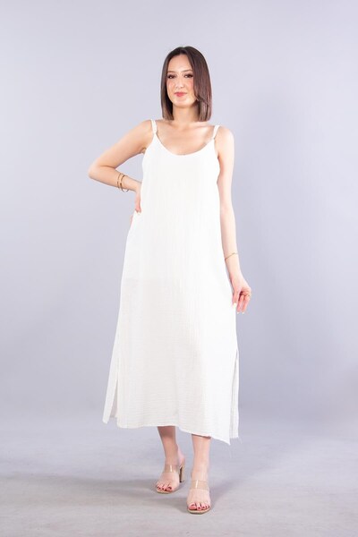 Mckanzie 6654 (N-2324) Muslin Bell Dress with Rope Straps