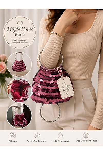 Müjde Home MİNİ Çanta Pullu Fuşya 25*15 cm