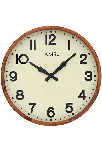 AMS Ceas de perete 9535, cuarț, crem, analog, clasic