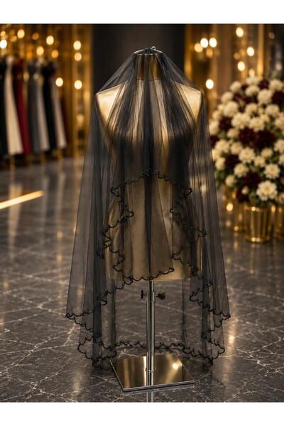 GÜRLEK TEKSTİL Oval Dense 3D Oval 175 cm Long Bridal-Engagement-Henna Veil Ac...