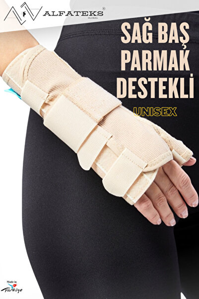 ALFATEKS SAĞ BAŞ PARMAK DESTEKLİ PROFESYONEL EL BİLEK ATELİ KORUYUCU El Çatla...