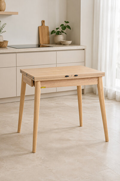 VİLİNZE Vilinze Avanos Ahşap Katlanır Kanatlı Mdf Mutfak Masası - 70x70+70 (7...