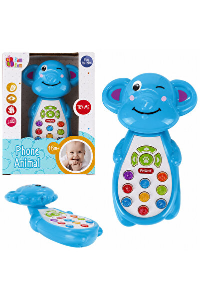 Bambam Telefon muzical elefant, 13 butoane, cap mobil, efecte sonore și melod...