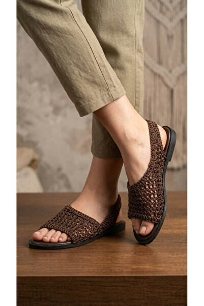 Moda Devrin Brown Women's Summer Comfortable Daily Knitted Sandals